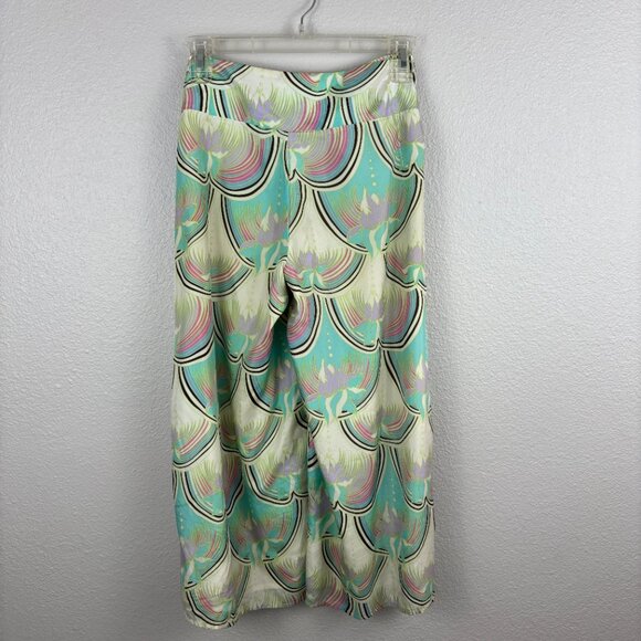 Jak & Rae Womens Multicolor Abstract Wide Leg Tie Front Cropped Pants Size 6 - Picture 5 of 9